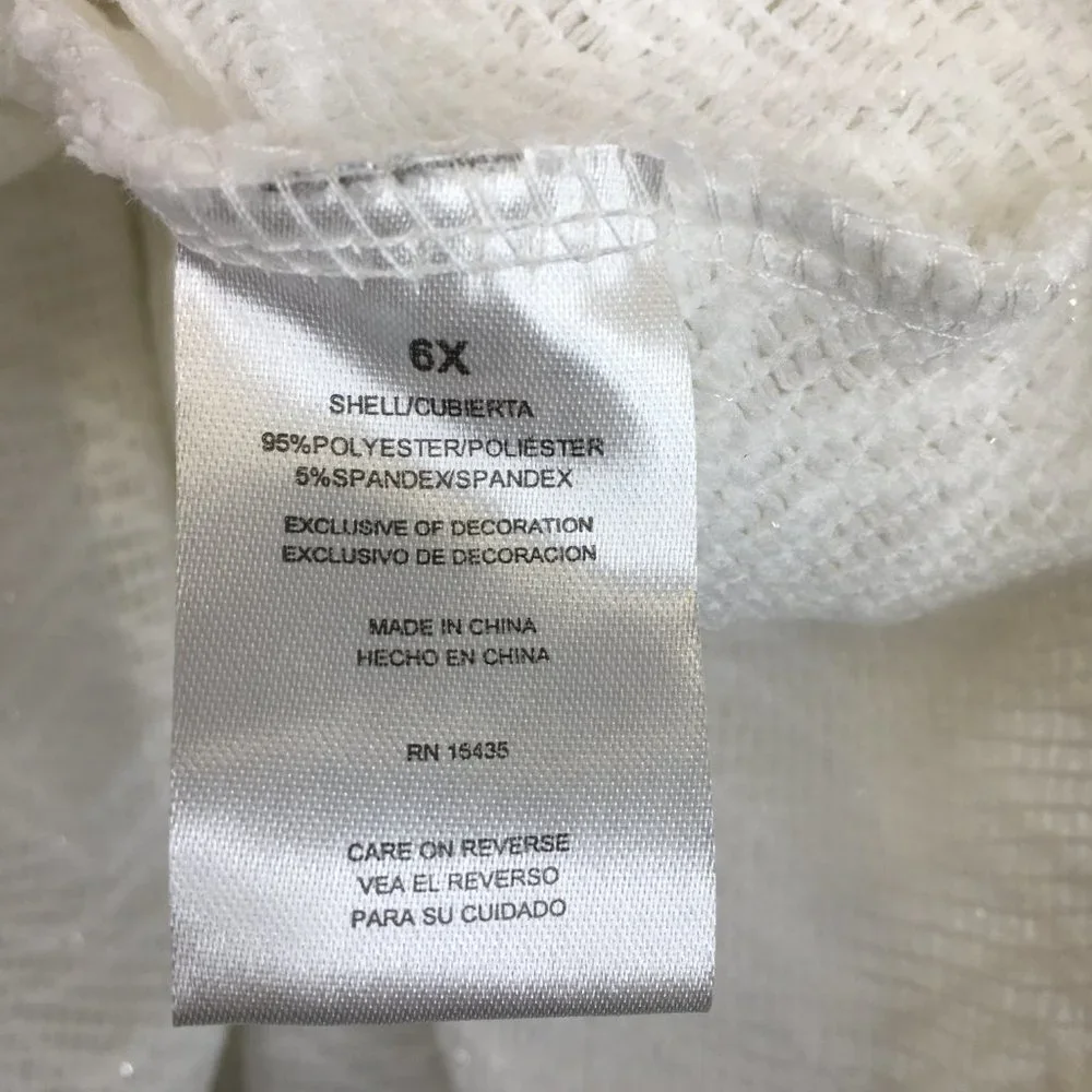 Tahari Girl Bell Sleeve White Dress Size 6X